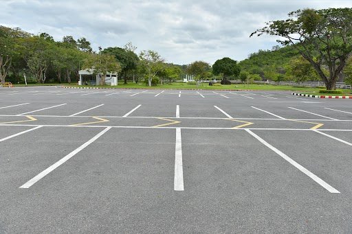 Car parking slot white line asphalt